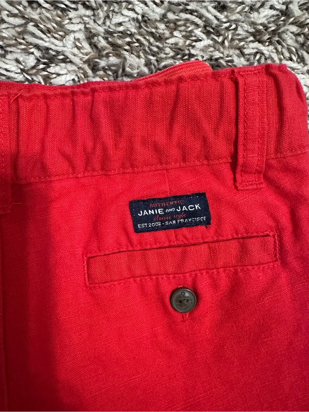 Janie and Jack boys Red Cotton Shorts with Back Pocket